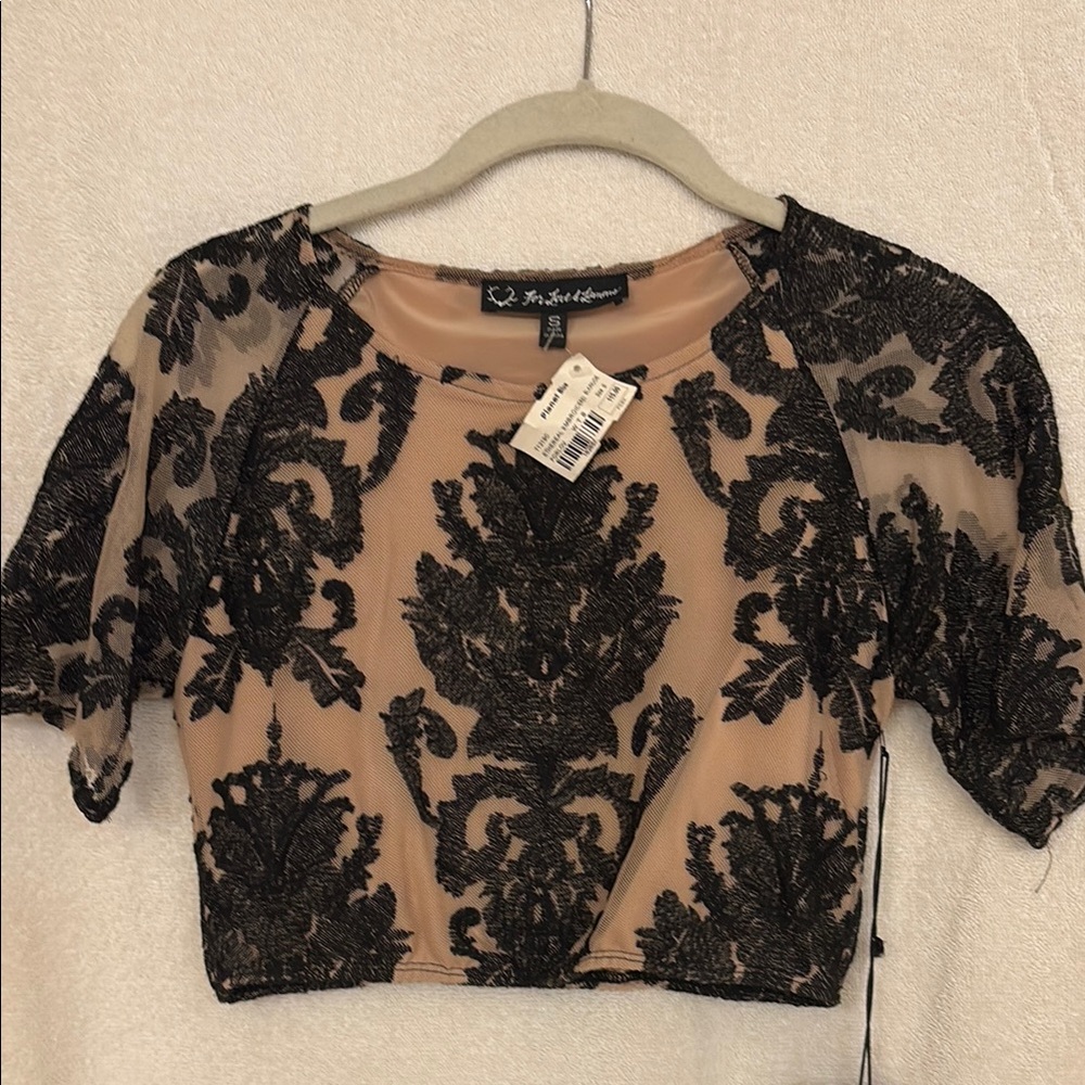 For Love And Lemons Black and Tan Crop Top